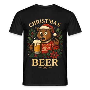 Christmas Beer Funny Bear Christmas Shirt - Men's T-Shirt - black - Front - AI Model Male 178 light (178cm)