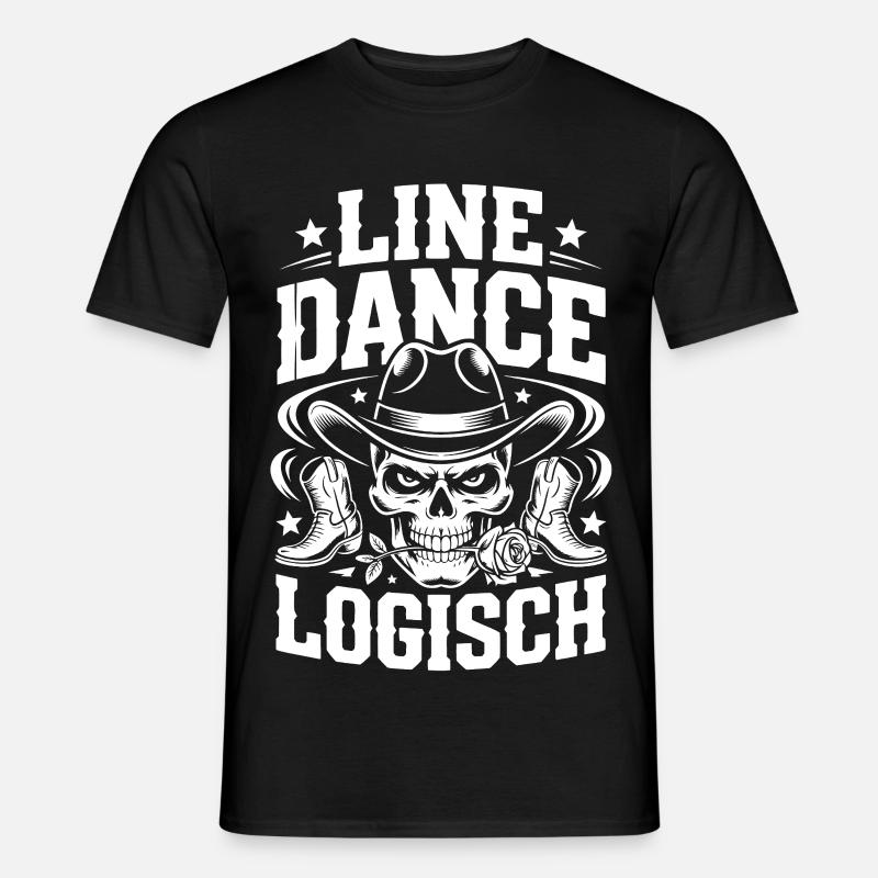 Line Dance Schädel Cowboy - Männer T-Shirt - Schwarz