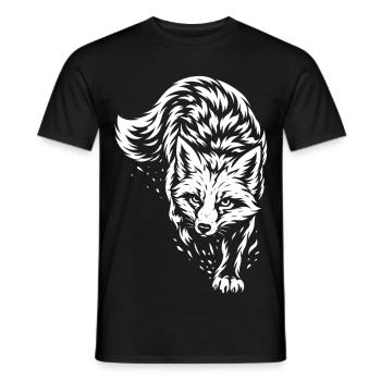 Tribal Fuchs – Wildes Waldtier Motiv - Männer T-Shirt - Schwarz - Vorne - AI Model Male 178 light (178cm)