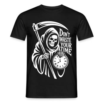 Sensenmann Uhr – Don't Waste Your Time Motiv - Männer T-Shirt - Schwarz - Vorne - AI Model Male 178 light (178cm)