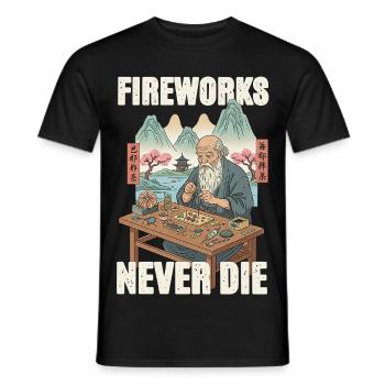 Fireworks Never Die - Männer T-Shirt - Schwarz - Vorne - AI Model Male 178 light (178cm)