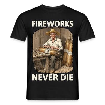 Fireworks Never Die Pyro - Männer T-Shirt - Schwarz - Vorne - AI Model Male 178 light (178cm)