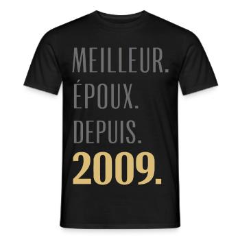 Bester Ehemann seit 2009 Pinke Hochzeit 17 Jahre - Männer T-Shirt - Schwarz - Vorne - AI Model Male 178 light (178cm)