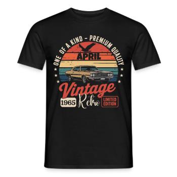 61 Ans Avril 1965 Vintage Rétro Cadeau Anniversair - T-shirt homme - noir - Devant - AI Model Male 178 light (178cm)