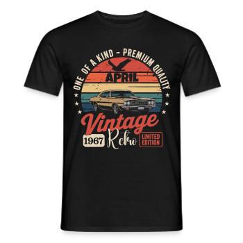59 Ans Avril 1967 Vintage Rétro Cadeau Anniversair - T-shirt homme - noir - Devant - AI Model Male 178 light (178cm)