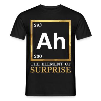 Ah - L'Élément de la Surprise - Humour Chimie - T-shirt homme - noir - Devant - AI Model Male 178 light (178cm)