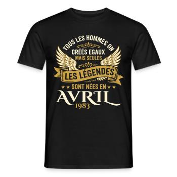 Légendaire depuis Avril 1983 - Vintage Avril 1983 - T-shirt homme - noir - Devant - AI Model Male 178 light (178cm)