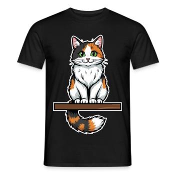 Süßes Calico-Katzensitz Vintage-Porträt - Männer T-Shirt - Schwarz - Vorne - AI Model Male 178 light (178cm)