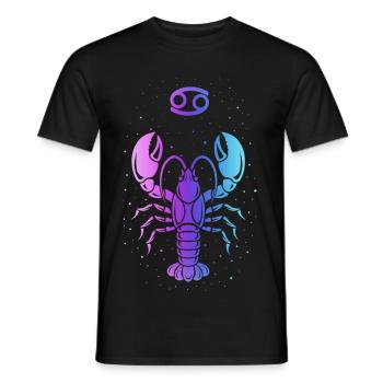 Cancer Zodiac Sign – Retro Neon Style – Astrology - Men's T-Shirt - black - Front - AI Model Male 178 light (178cm)