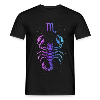 Scorpio Zodiac Sign – Intense Neon - Men's T-Shirt - black - Front - AI Model Male 178 light (178cm)