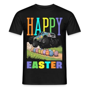 Joyeuse Pâques, douce chasse aux œufs du lapin, œufs de Pâques - T-shirt homme - noir - Devant - AI Model Male 178 light (178cm)