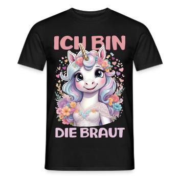 Ich Bin Die Braut Jga Einhorn Blumen Hochzeit - Männer T-Shirt - Schwarz - Vorne - AI Model Male 178 light (178cm)