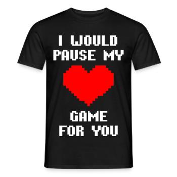I Would Pause My Game For You Gamer-Love Heart - Men's T-Shirt - black - Front - AI Model Male 178 light (178cm)