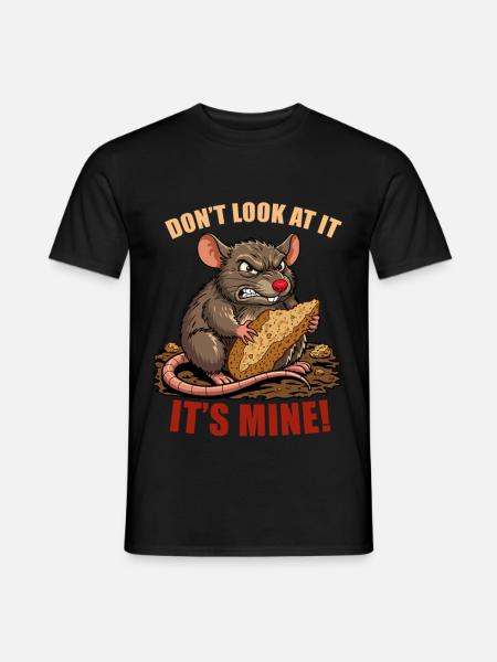 Clever rat steals bread - Men's T-Shirt - black