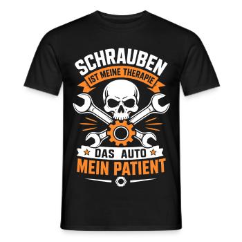 Schrauben ist meine Therapie Autoschrauber - Männer T-Shirt - Schwarz - Vorne - AI Model Male 178 light (178cm)
