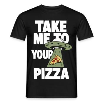 Emmène-moi à ta pizza OVNI - T-shirt homme - noir - Devant - AI Model Male 178 light (178cm)