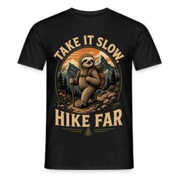 Take It Slow Hike Far Sloth - Men's T-Shirt - black - Front - AI Model Male 178 light (178cm)