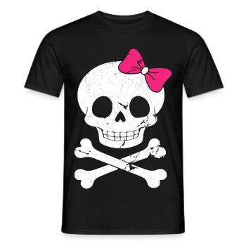 Joli crâne avec un nœud rose - T-shirt homme - noir - Devant - AI Model Male 178 light (178cm)