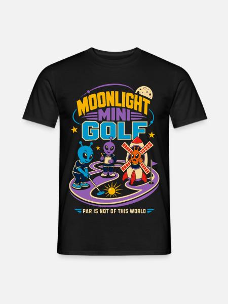 Mondschein Minigolf mit Aliens - Männer T-Shirt - Schwarz