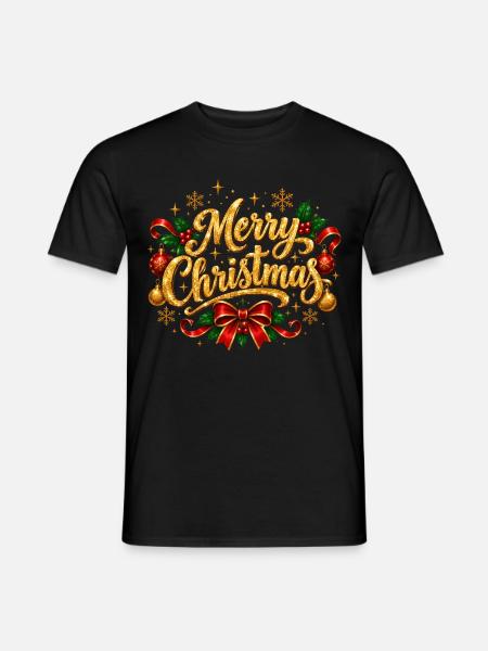 Glitzerndes Drehbuch frohe Weihnachten - Männer T-Shirt - Schwarz