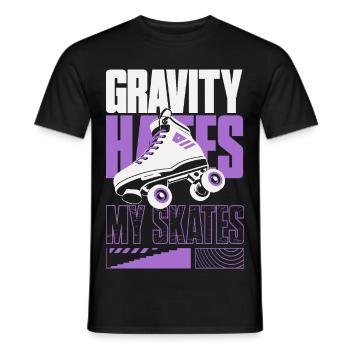 Gravity Hates My Skates – Rollschuhe - Männer T-Shirt - Schwarz - Vorne - AI Model Male 178 light (178cm)