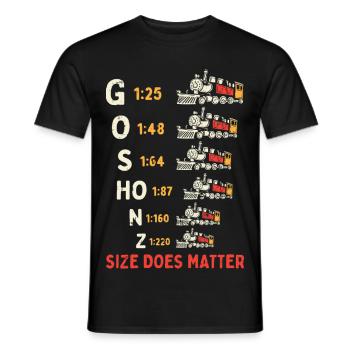 Größenzug: Size Does Matter - Männer T-Shirt - Schwarz - Vorne - AI Model Male 178 light (178cm)