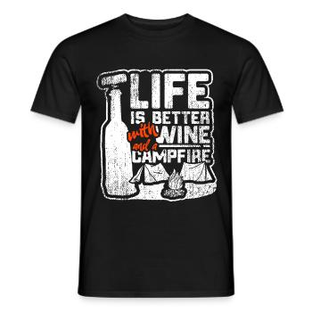 Life Is Better With Wine And Campfire - Men's T-Shirt - black - Front - AI Model Male 178 light (178cm)