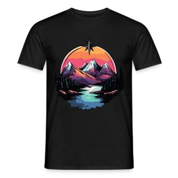 Montagnes, Nature, Paysage - T-shirt homme - noir - Devant - AI Model Male 178 light (178cm)