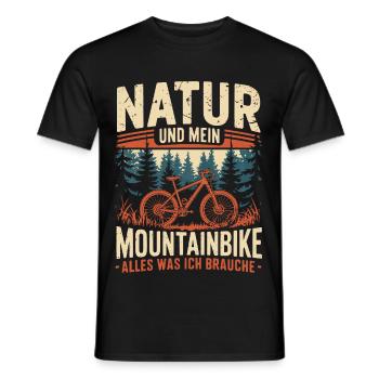 Mountainbike Downhill Berge Vintage Spruch - Männer T-Shirt - Schwarz - Vorne - AI Model Male 178 light (178cm)
