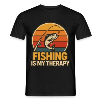 La pêche est ma thérapie - T-shirt homme - noir - Devant - AI Model Male 178 light (178cm)