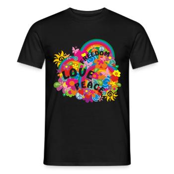 FLOWER POWER RAINBOW - Men's T-Shirt - black - Front - AI Model Male 178 light (178cm)