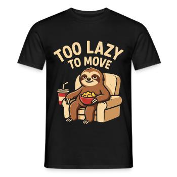 Sloth with popcorn in armchair - Men's T-Shirt - black - Front - AI Model Male 178 light (178cm)