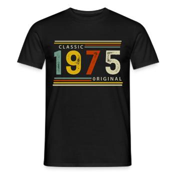 Anniversaire, Classique de 1975 Original, 50 ans - T-shirt homme - noir - Devant - AI Model Male 178 light (178cm)