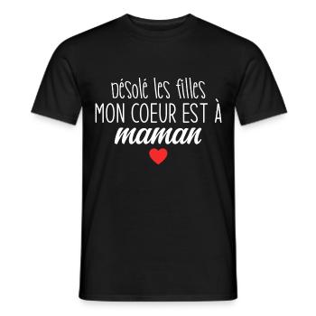 Mon Cœur Appartient à Maman Humour Tendre & Assumé - T-shirt homme - noir - Devant - AI Model Male 178 light (178cm)