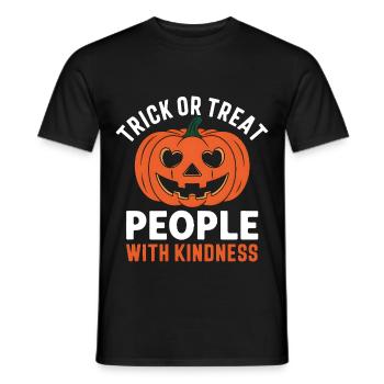Treat People with Kindness! Pumpkin Halloween - Men's T-Shirt - black - Front - AI Model Male 178 light (178cm)