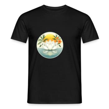 White Lotus Flower - Men's T-Shirt - black - Front - AI Model Male 178 light (178cm)