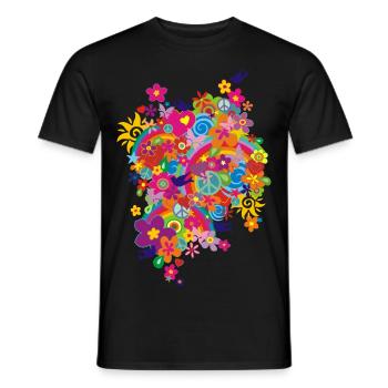 NEW FLOWER POWER RAINBOW - T-shirt homme - noir - Devant - AI Model Male 178 light (178cm)