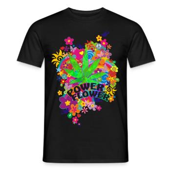 FLOWER POWER - Men's T-Shirt - black - Front - AI Model Male 178 light (178cm)
