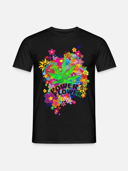 POWER FLOWER - Männer T-Shirt - Schwarz