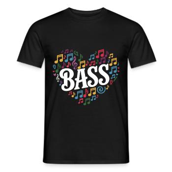 Cœur et basse - T-shirt homme - noir - Devant - AI Model Male 178 light (178cm)