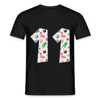 VACANCES NUMÉRO 11 ANS ÉTÉ 11ÈME ANNIVERSAIRE - T-shirt homme - noir - Devant - AI Model Male 178 light (178cm)