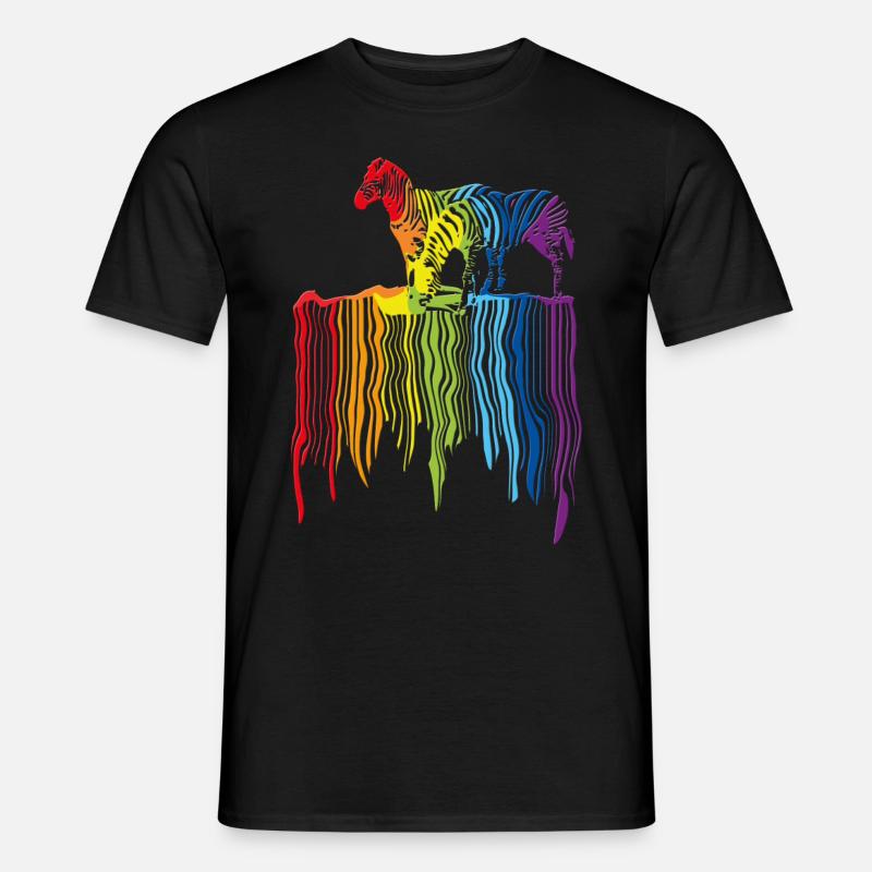 Zebras auf dem Regenbogen - Männer T-Shirt - Schwarz