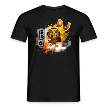 Owl DJ - Men's T-Shirt - black - Front - AI Model Male 178 light (178cm)