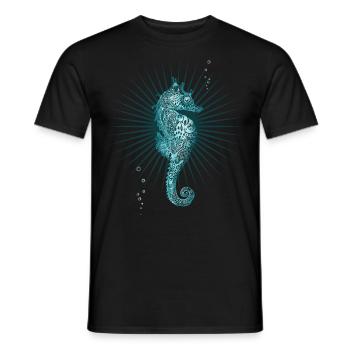Seahorse Horse Water underwater Love cool lol - Men's T-Shirt - black - Front - AI Model Male 178 light (178cm)