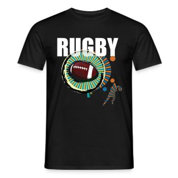 rugby - Men's T-Shirt - black - Front - AI Model Male 178 light (178cm)