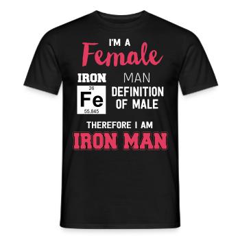 Woman iron saying cool gift idea female power - Men's T-Shirt - black - Front - AI Model Male 178 light (178cm)