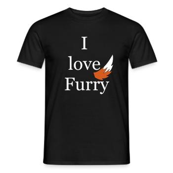 I love Furry I Love Furry werewolf fox cock - Men's T-Shirt - black - Front - AI Model Male 178 light (178cm)