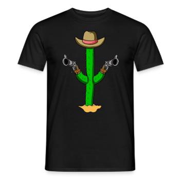 CACTUS COWBOY GUN - KAKTUS OUTLAW - WESTERN STYLE - Männer T-Shirt - Schwarz - Vorne - AI Model Male 178 light (178cm)