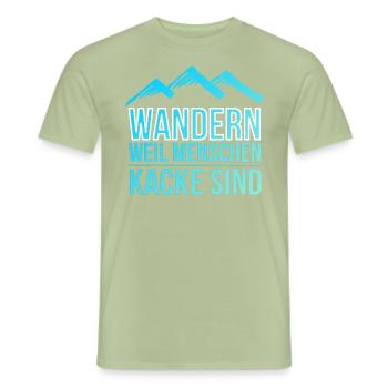 Wandern gehen Wanderschuhe Wanderung Geschenk - Männer T-Shirt - Sage - Vorne - AI Model Male 178 light (178cm)