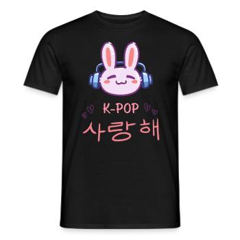 süßer K-Pop Hase - Kpop Music Geschenkidee - Männer T-Shirt - Schwarz - Vorne - AI Model Male 178 light (178cm)
